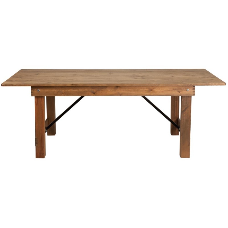 Hercules Series 7' X 40" Rectangular Antique Rustic Solid Pine Folding Farm Table