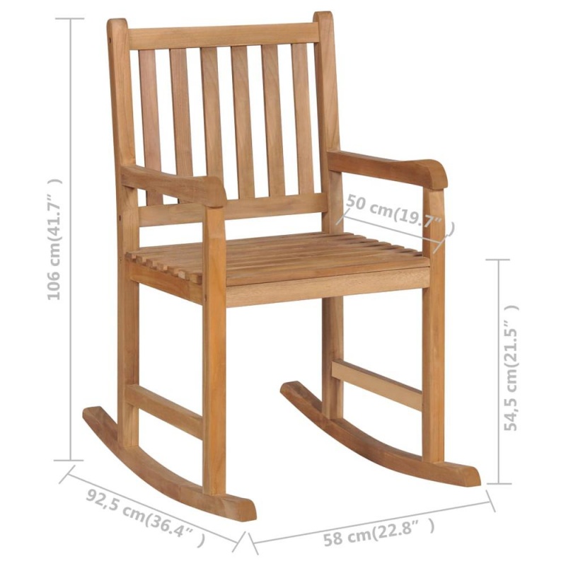 Vidaxl Rocking Chair Solid Teak Wood 4992