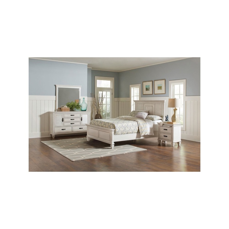 Franco 4-Piece Eastern King Bedroom Set Distressed White