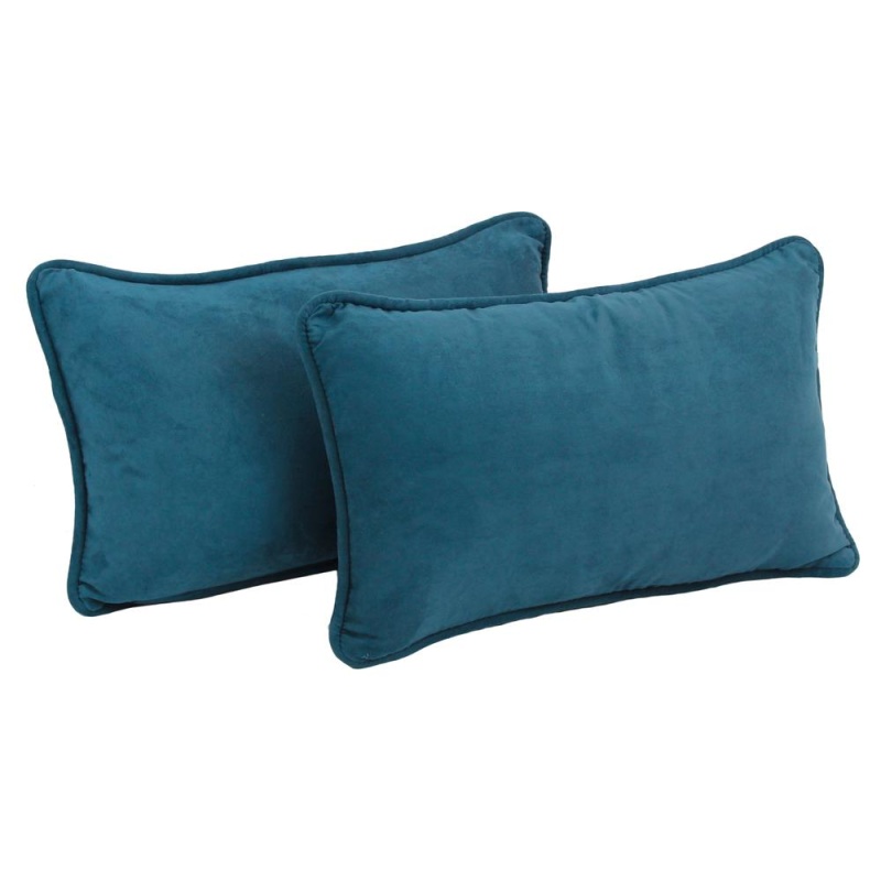20-Inch By 12-Inch Double-Corded Solid Microsuede Back Support Pillows With Inserts (Set Of 2) 9811-Cd-S2-Ms-Tl