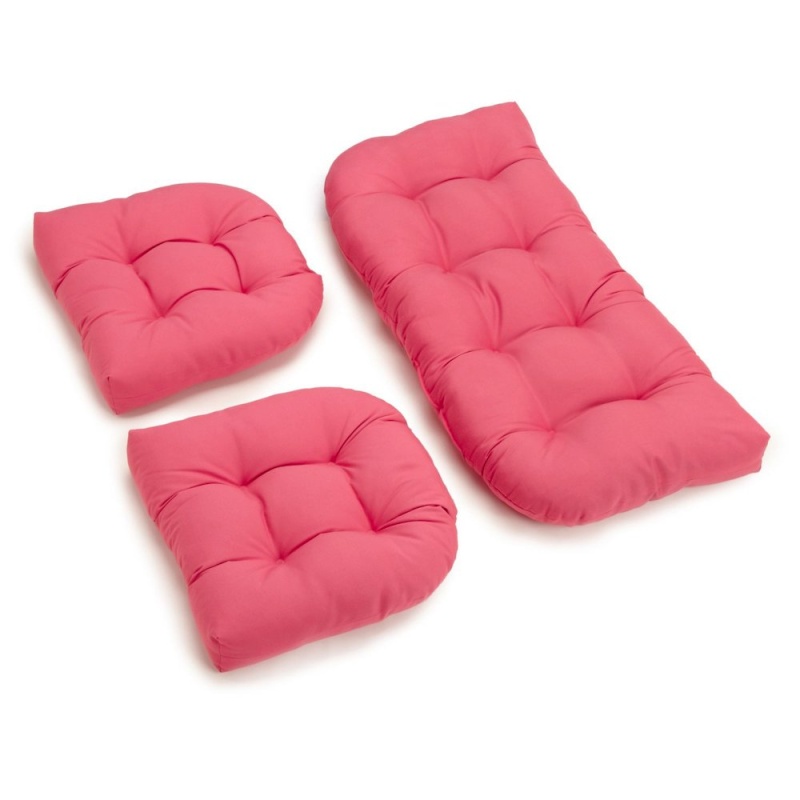 U-Shaped Twill Tufted Settee Cushion Set (Set of 3)