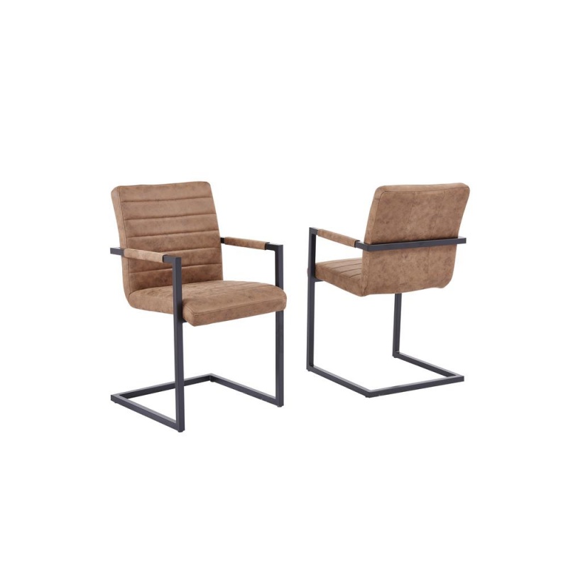 Bazely 2-Piece Industrial Chic Side Chairs In Brown