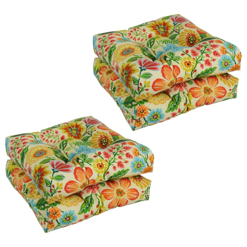 19-Inch Squared Patterned Spun Polyester Tufted Dining Chair Cushions (Set Of 4) 94005-4Ch-Reo-60