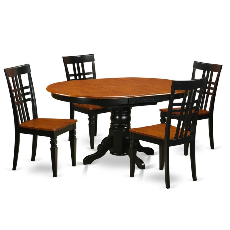 5-Piece Kitchen Table and Chair Set with Kenley Dining Table and 4 Kitchen Chairs in Black and Cherry