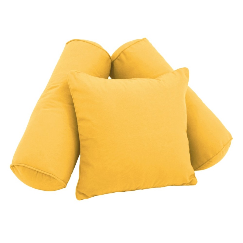 Double-Corded Solid Twill Throw Pillows With Inserts (Set of 3)