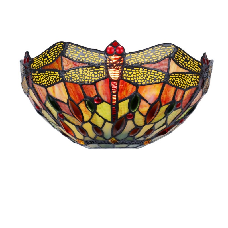 Empress Dragonfly Tiffany-Style Dark Bronze Wall Sconce