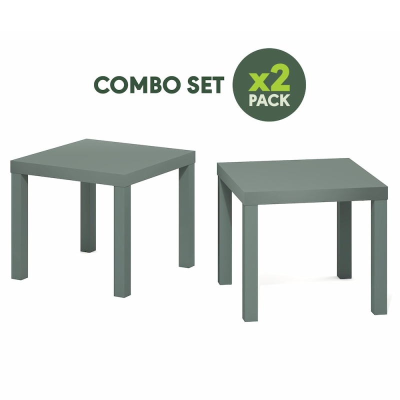 Side Table Set of 2 with 1.8" Thick Tabletop