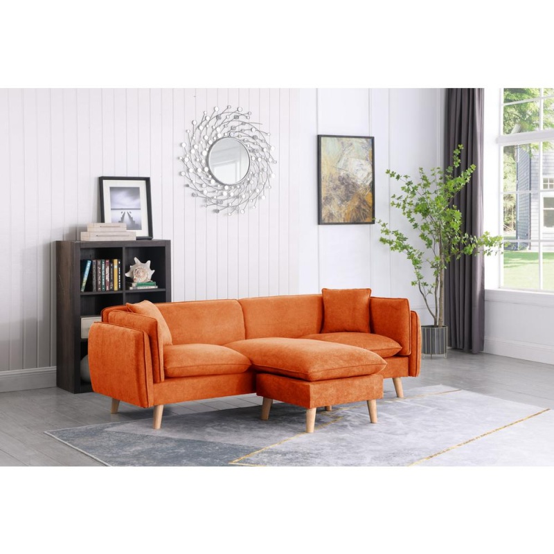 Brayden Orange Fabric Sectional Sofa Chaise