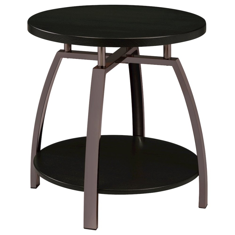 Dacre Round Engineered Wood Top Side End Table – Dark Grey