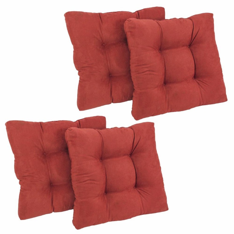 19-Inch Squared Microsuede Tufted Dining Chair Cushion (Set Of Four)