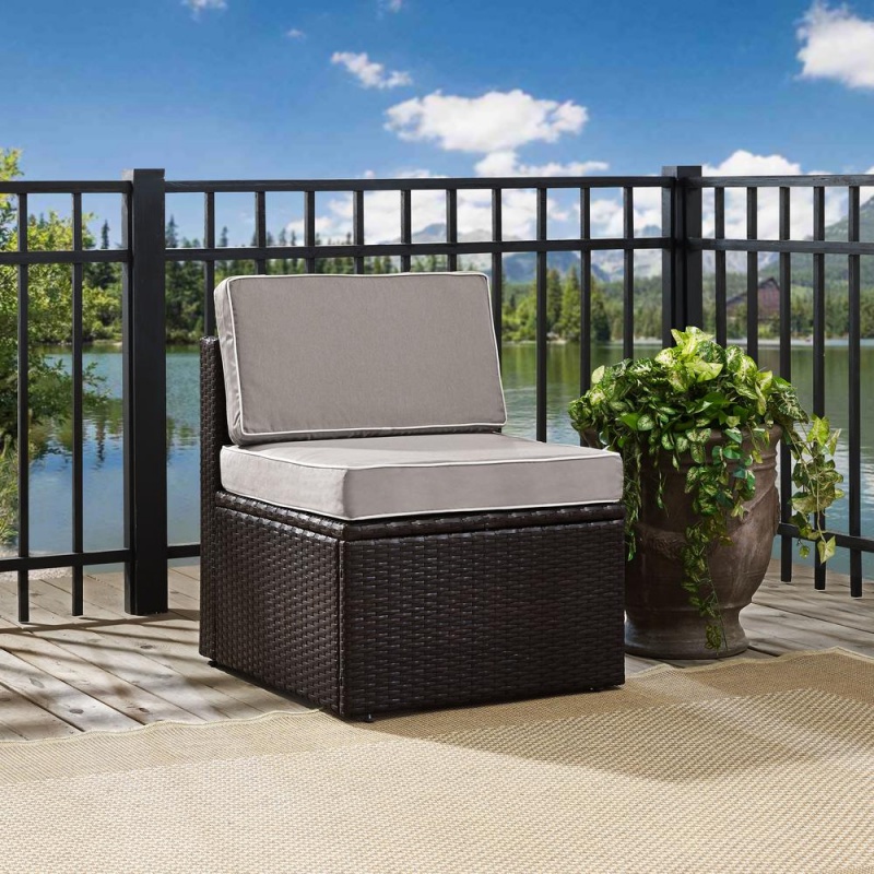 Palm Harbor Outdoor Wicker Center Chair Gray/Brown