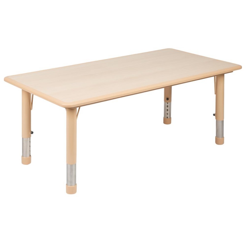 23.625"W X 47.25"L Rectangular Natural Plastic Height Adjustable Activity Table