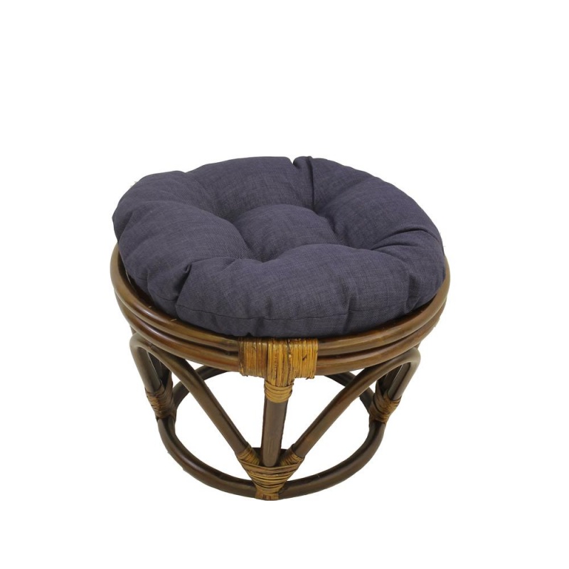Rattan Ottoman With Outdoor Fabric Cushion