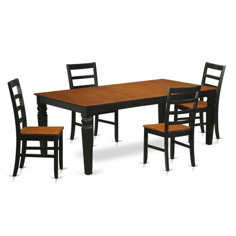 5 Pc Dinette Set With Dining Table and 4 Chairs in Black and Cherry