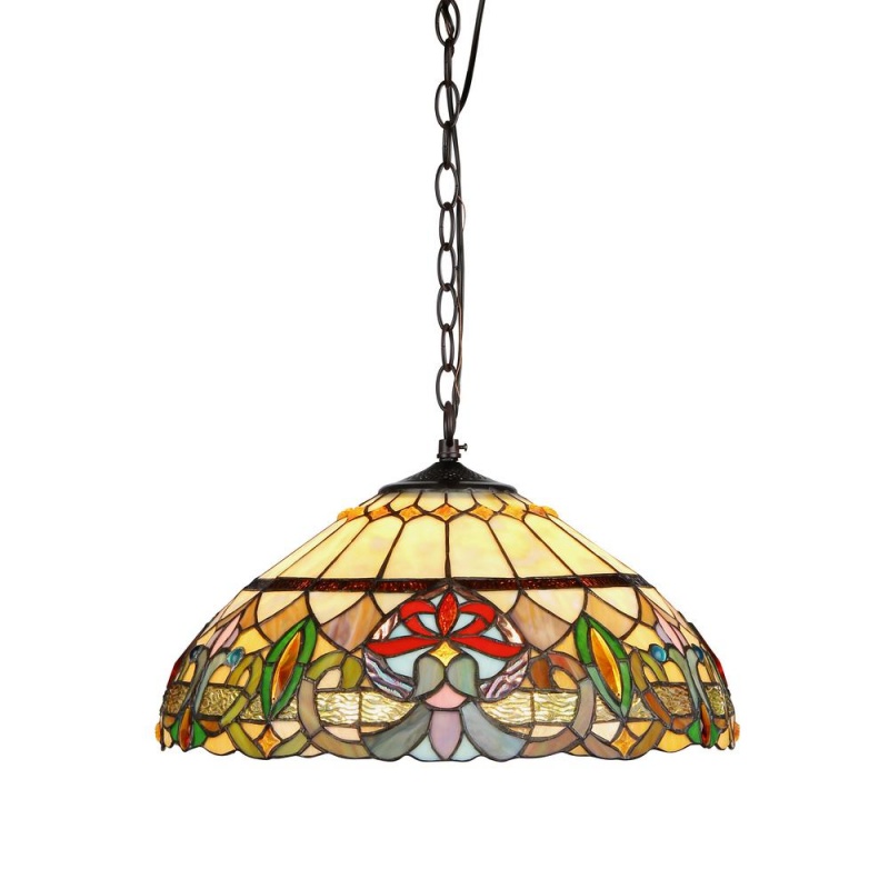 Hester Tiffany-Style 2 Light Victorian Ceiling Pendant Fixture 18" Shade
