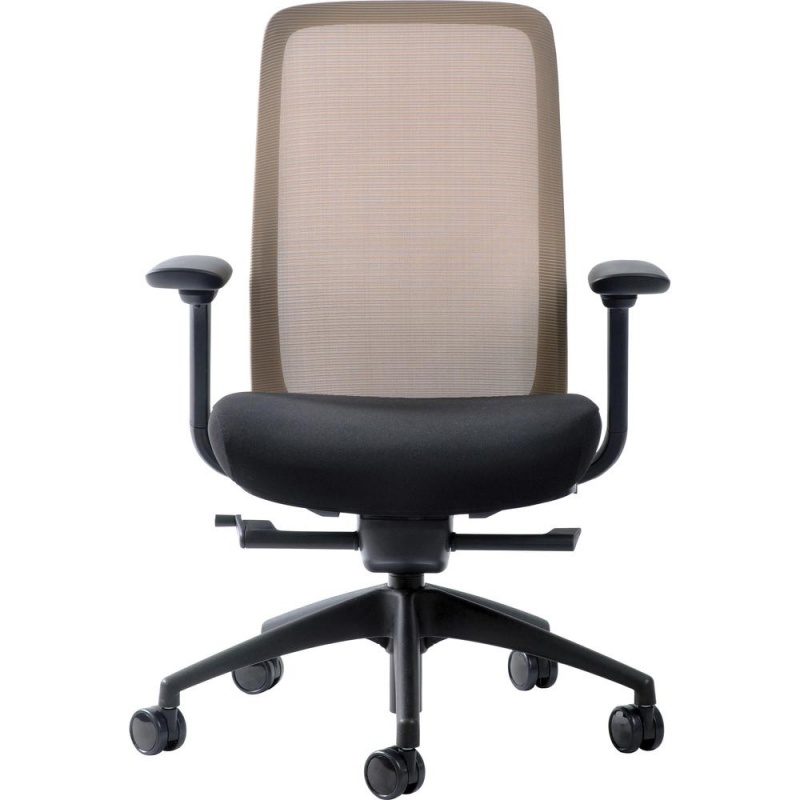 Raynor Vera Mesh Back Executive Chair - Black Fabric Seat - Mesh Back - 5-Star Base - Black, Yellow - 1 Each