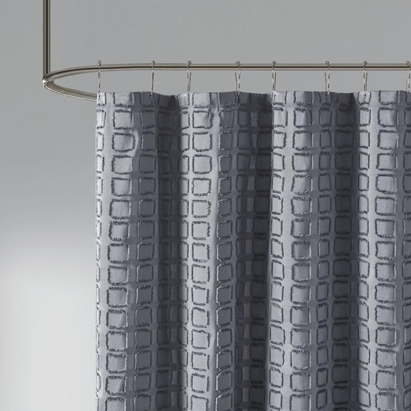 Woven Clipped Solid Shower Curtain Grey 615