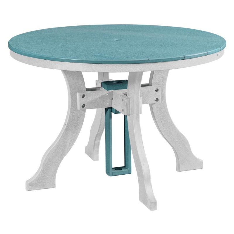 Dining Height Round Table In Aruba Blue With A White Base
