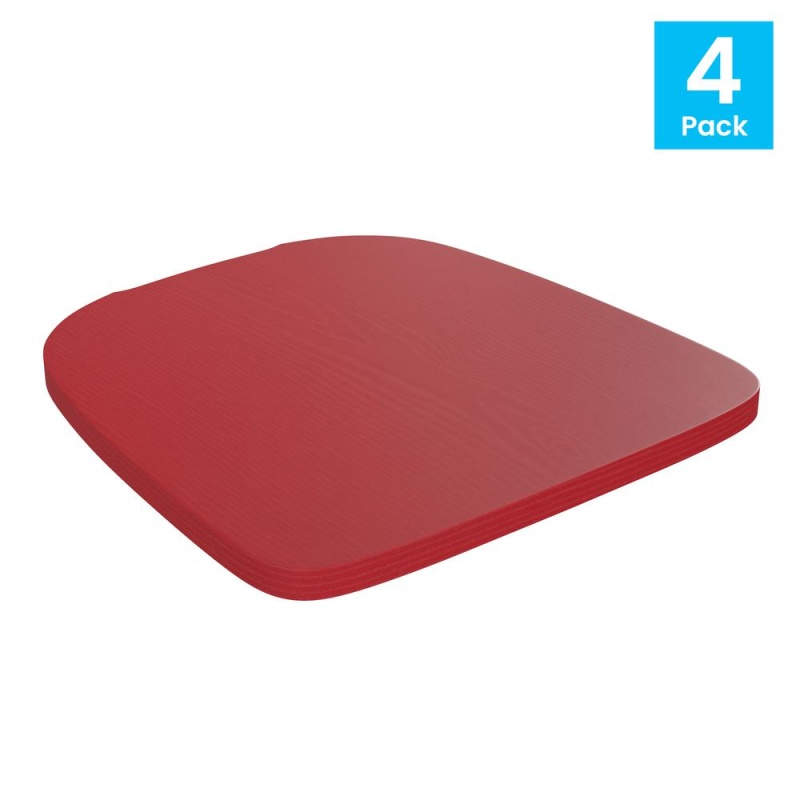 Perry Poly Resin Wood Square Seat With Rounded Edges For Colorful Metal Barstools In Red