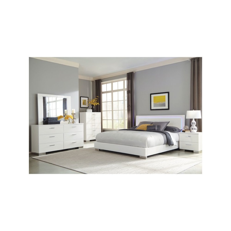 Felicity 6-Piece Eastern King Bedroom Set White High Gloss