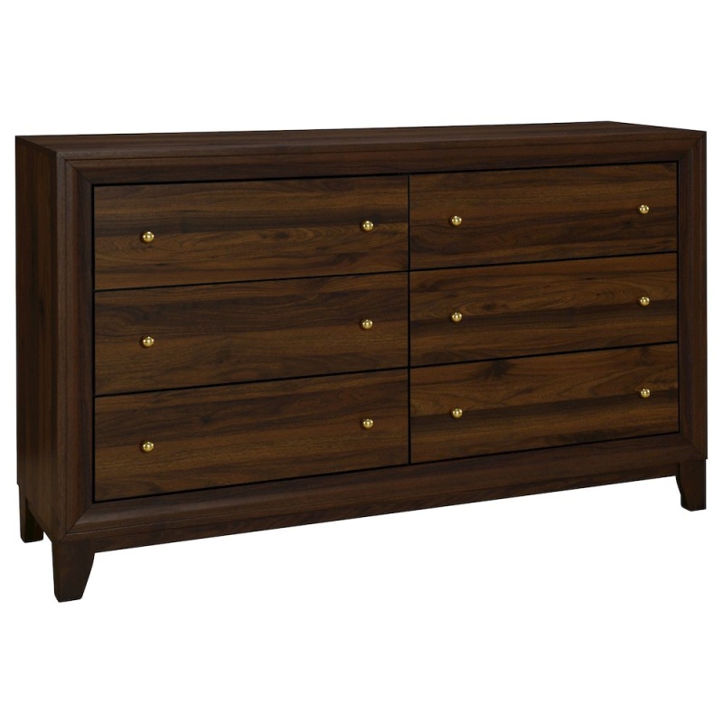 Welsley 6-Drawer Dresser Cabinet Walnut