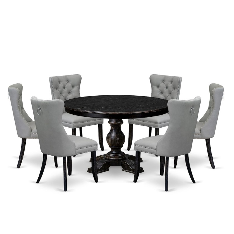 7 Piece Dining Table Set with 48" Round Table