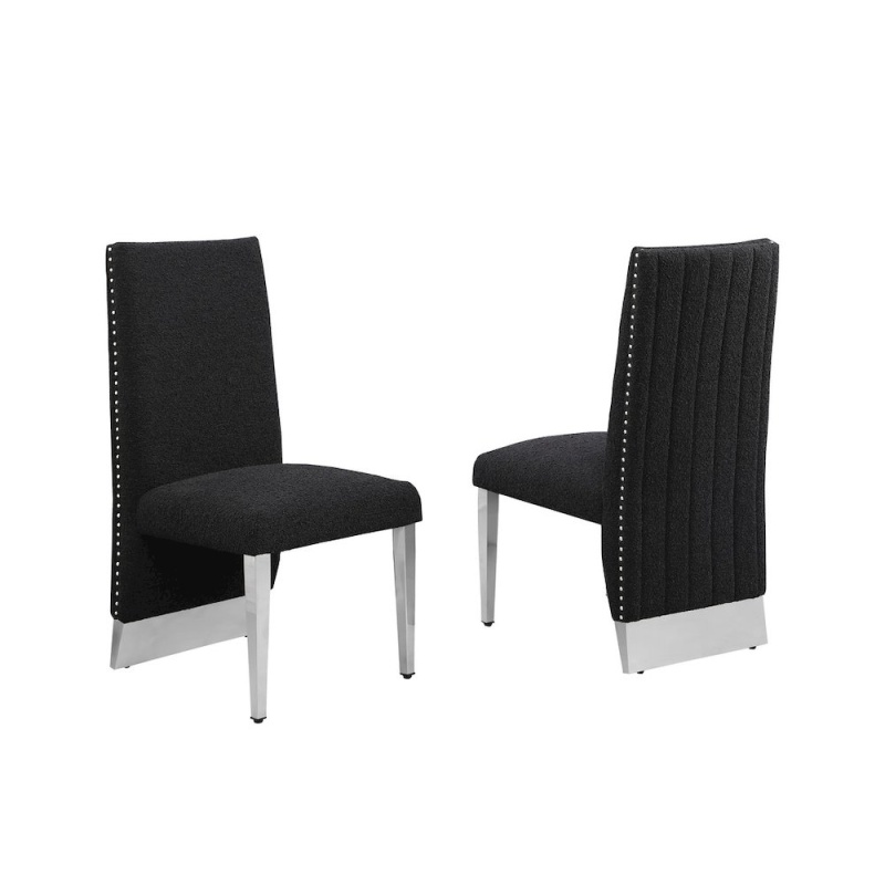 Luxe Black Boucle Side Chairs - Set Of 2