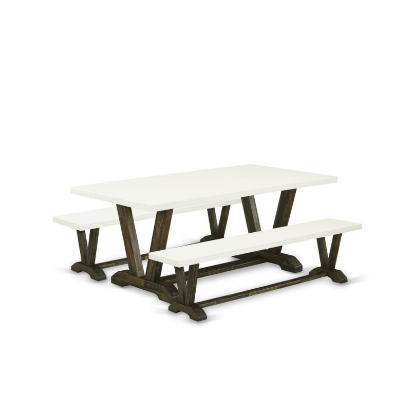 East West Furniture 3 Piece Dining Room Set