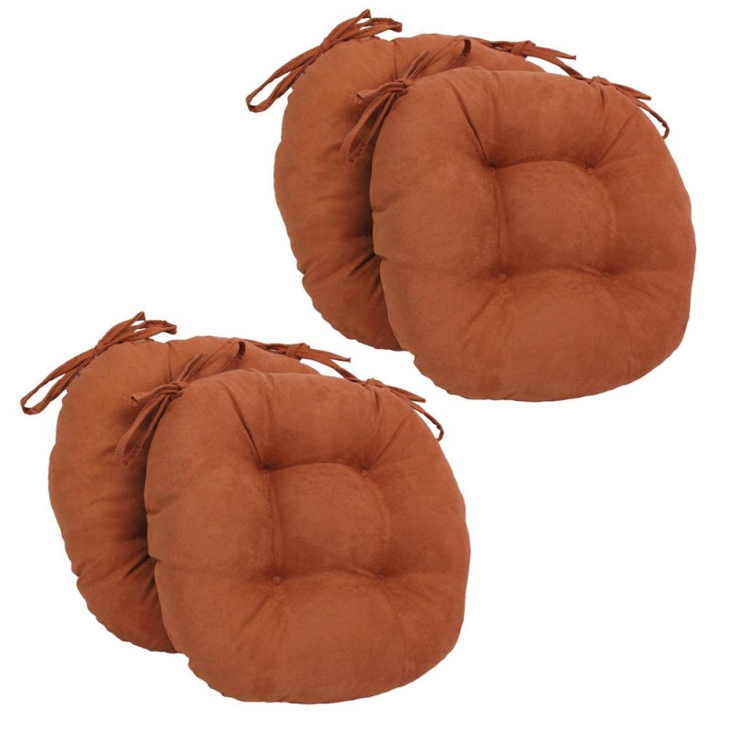 16-Inch Solid Micro Suede Round Tufted Chair Cushions (Set Of 4)