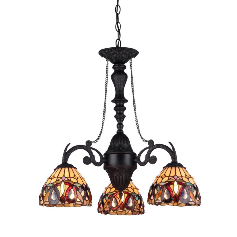 Serenity Tiffany-Style 3 Light Victorian Mini Chandelier 20.5" Wide