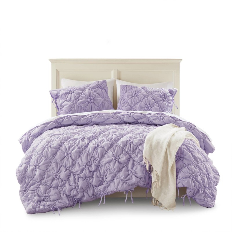 Lily 3Pcs Comforter Set, Purple Color