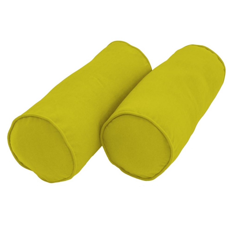 Mojito Lime Double-Corded Twill Bolster Pillows, Set of 2