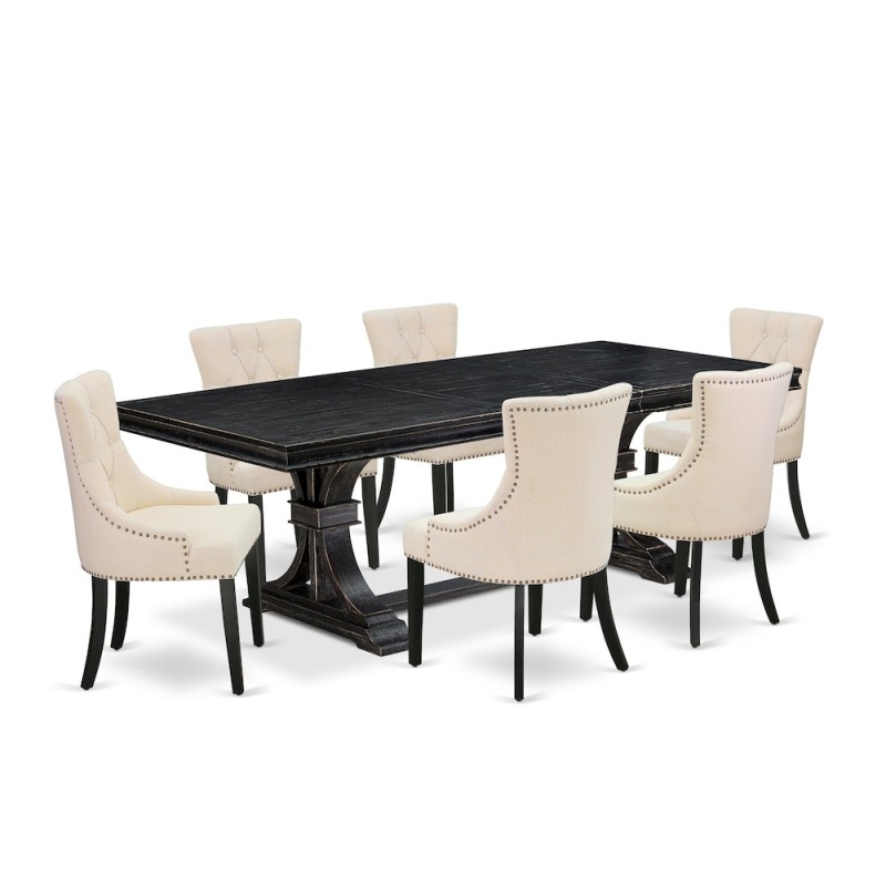 7 Piece Dining Set with Wooden Table and 6 Chairs