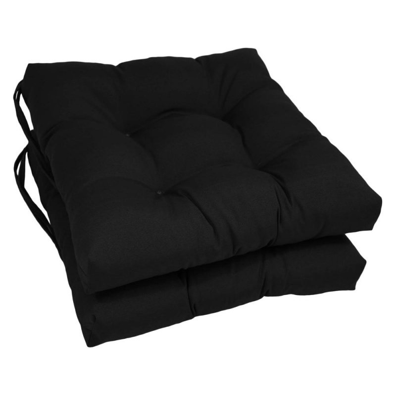 16-Inch Solid Twill Square Tufted Chair Cushions (Set Of 2)