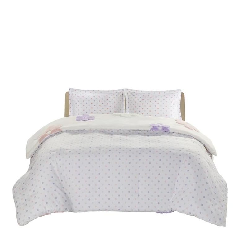 Floral Reversible Tufted Chenille Duvet Cover Set