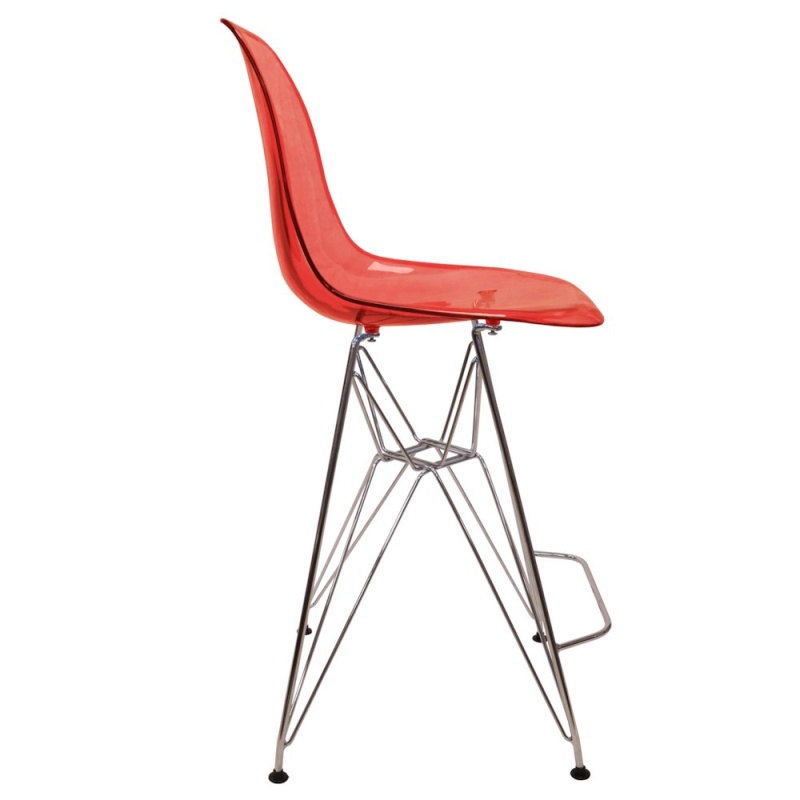 Cresco Modern Acrylic Barstool with Chrome Base and Footrest