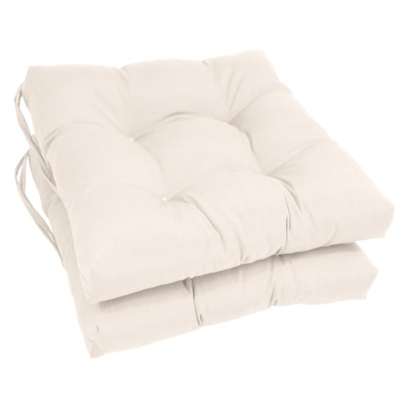 16-Inch Solid Twill Square Tufted Chair Cushions (Set of 2)