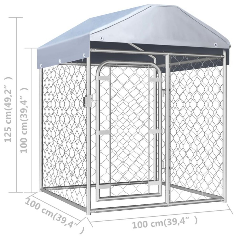 Vidaxl Outdoor Dog Kennel With Roof 39.4"X39.4"X49.2"