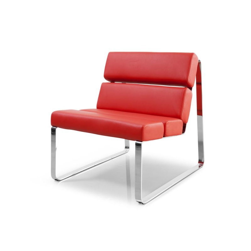 Angel Chair Red Faux Leather Chrome Frame