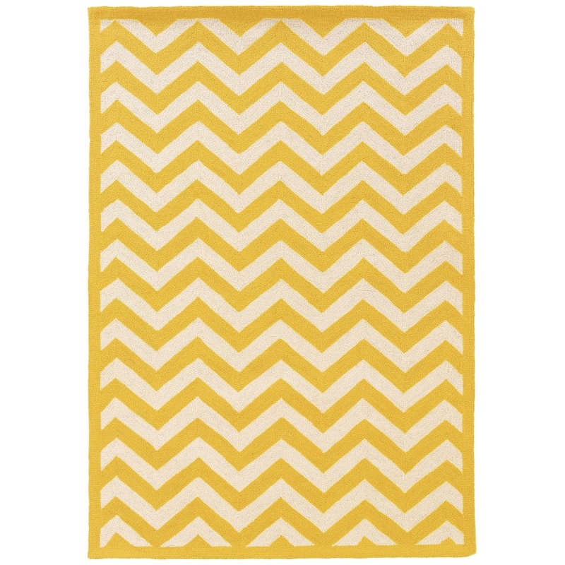 Silhouette Chevron Yellow & Ivory 5X7, Rug