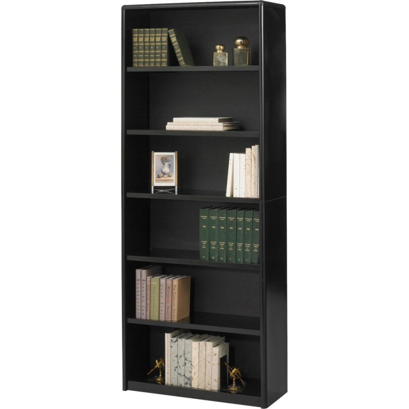 Safco Value Mate Bookcase - 31.8" Width X 13.5" Depth X 80" Height - 6 X Shelf(Ves) - Black - Steel, Fiberboard, Plastic - Assembly Required