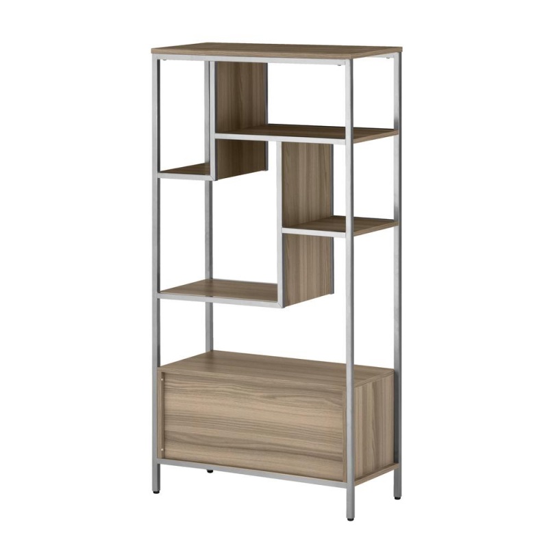 Techni Mobili Oak Storage Rack With Door Cabinet