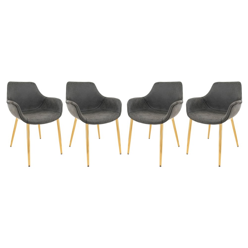 Markley Modern Leather Dining Arm Chair Set of 4