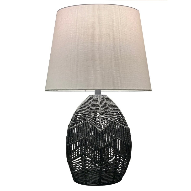 1 Light Table Lamp in Black with Beige Shade