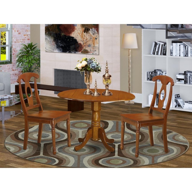 3 Pc Kitchen Nook Dining Set-Drop Leaf Table And 2 Kitchen Chairs