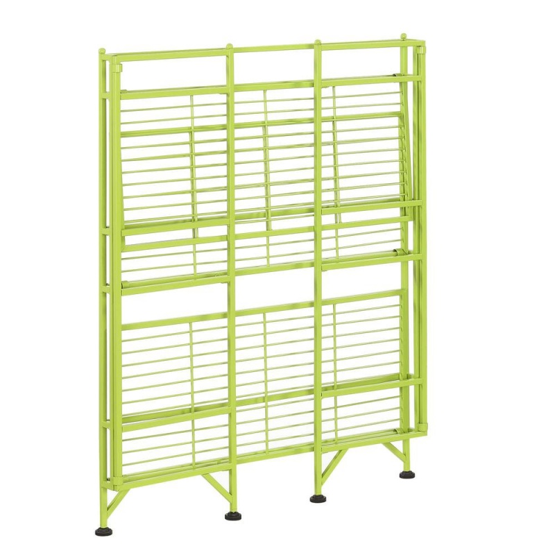 Xtra Storage 3 Tier Wide Folding Metal Shelf, Lime