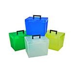Pendaflex Economy File Box With Handle - External Dimensions: 13.5" Width X 10.3" Depth X 10.9" Height - Plastic - Clear, Yellow, Green, Blue - Document - 1 / Each