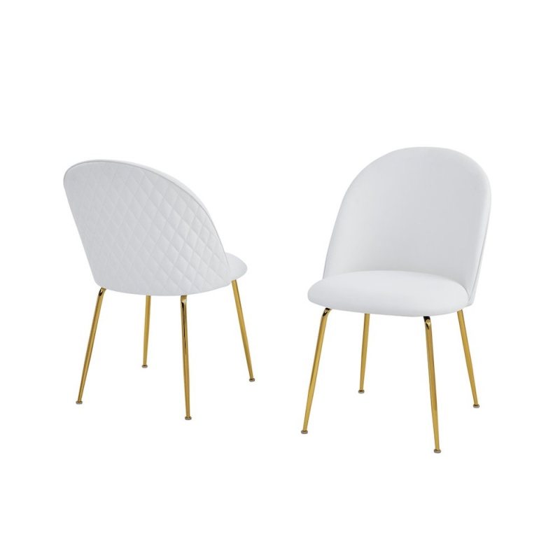 White Faux Leather Side Chairs, Set of 2