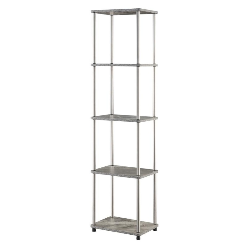 Designs2go No Tools 5 Tier Tower, Faux Gray Marble/Chrome