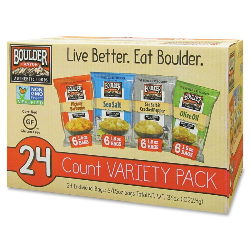 Boulder Canyon Inventure Variety Pack - Non-Gmo, Gluten-Free - Bag - 1.50 Oz - 24 / Carton